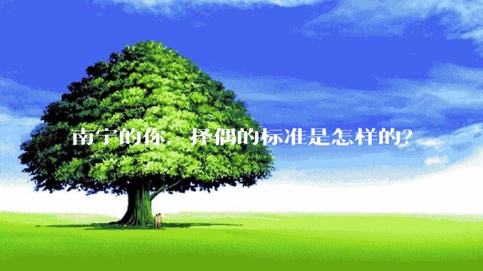 南宁的你，择偶的标准是怎样的？